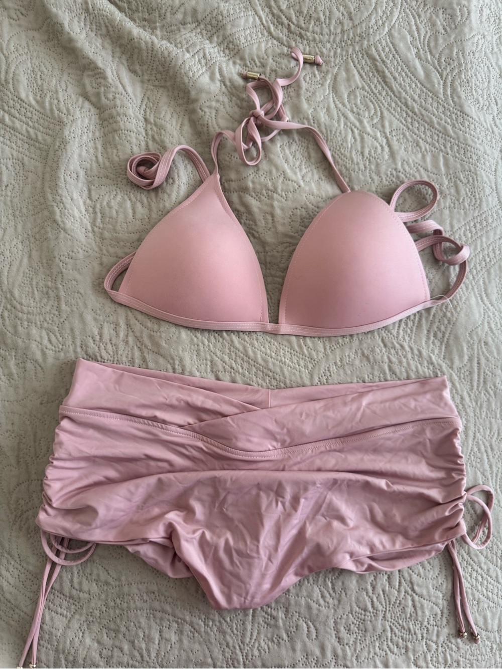 Voda Swim Light Pink Ruched Bikini Set